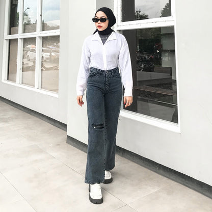 JINISO - Celana Kulot Ripped Loose 561 MYSTIC GAL