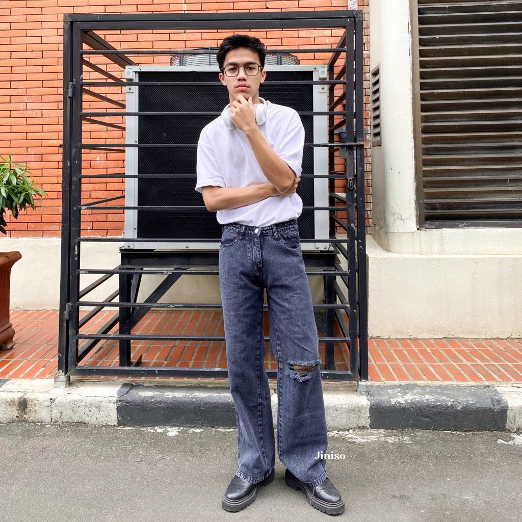 JINISO - Baggy Loose Jeans Pria Ripped 561