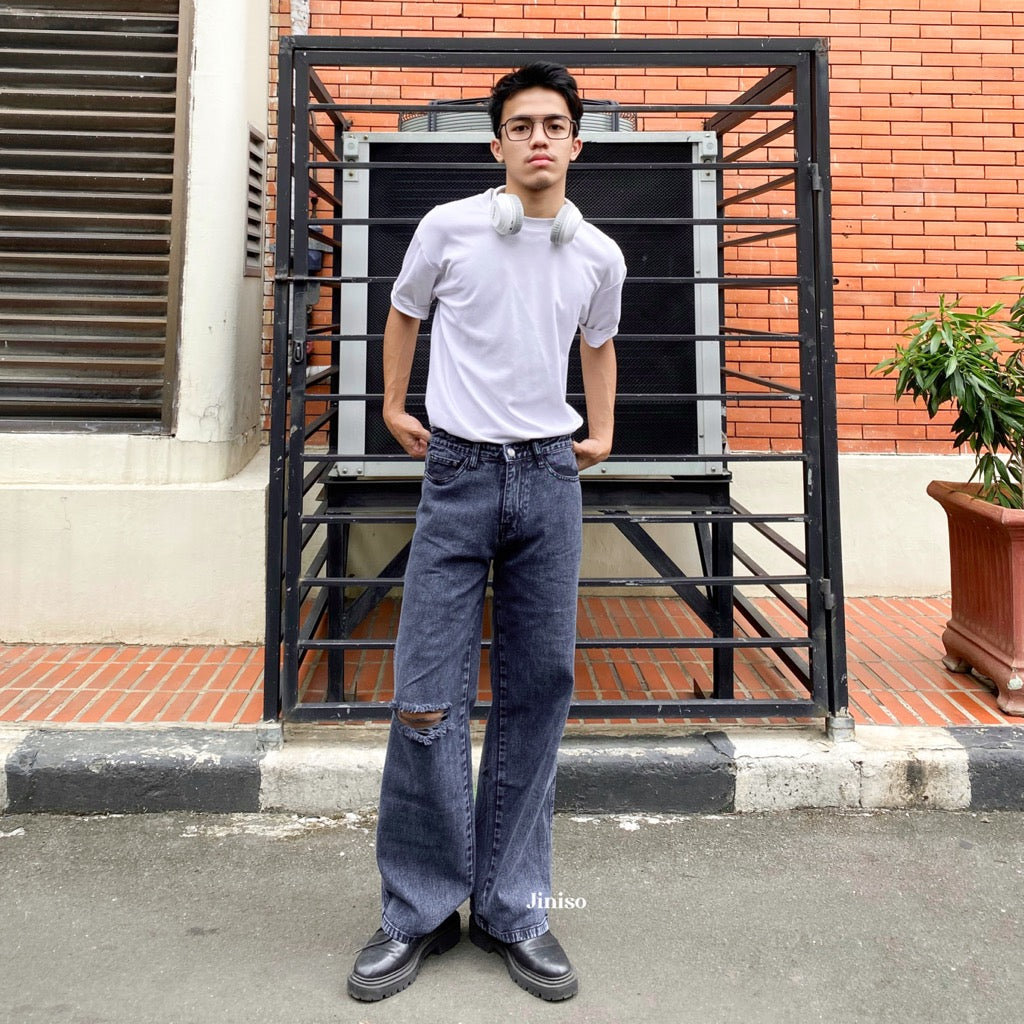 JINISO - Baggy Loose Jeans Pria Ripped 561