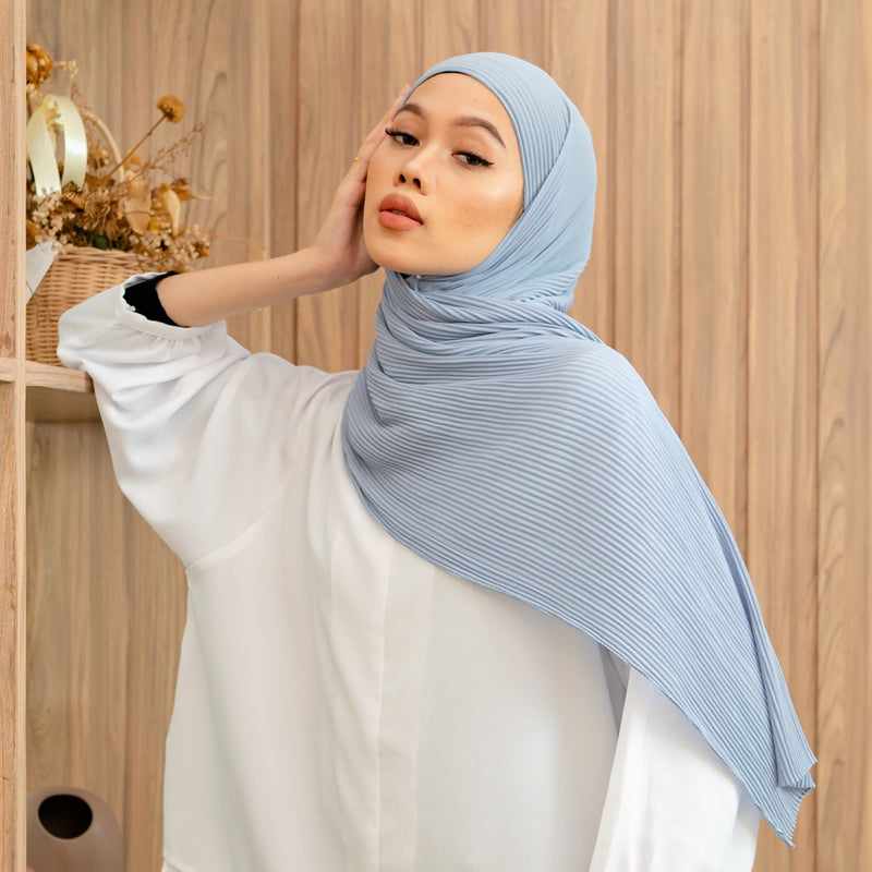 JINISO - Aura Dusty Blue Active Hijab Pashmina Shawl