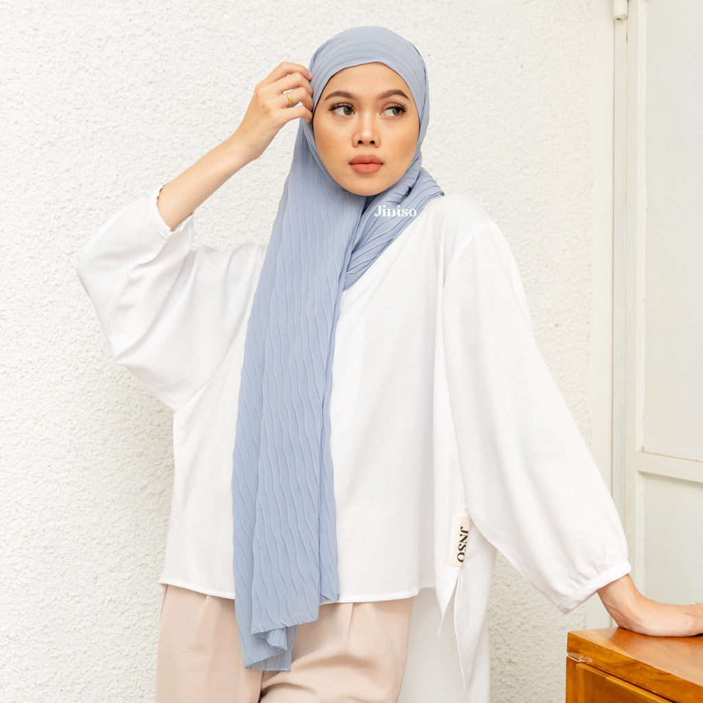 JINISO - Aura Dusty Blue Active Hijab Pashmina Shawl