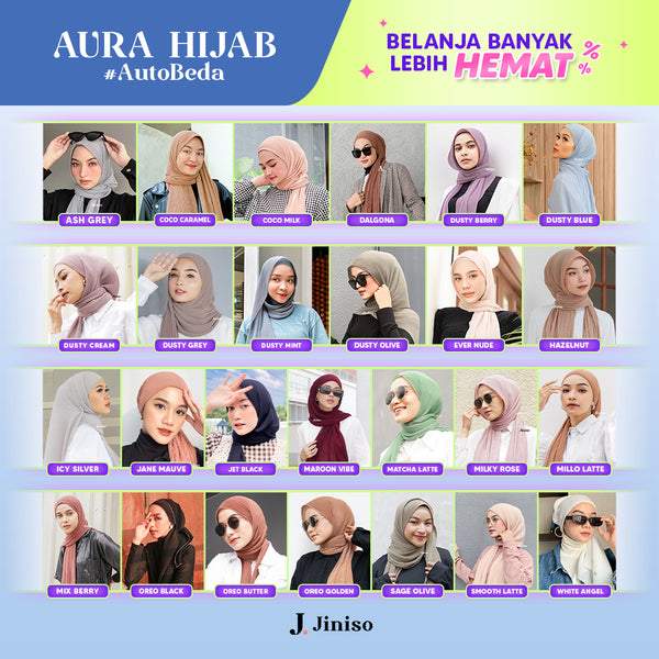 JINISO - AURA Hijab Two Tone Pashmina Full Plisket