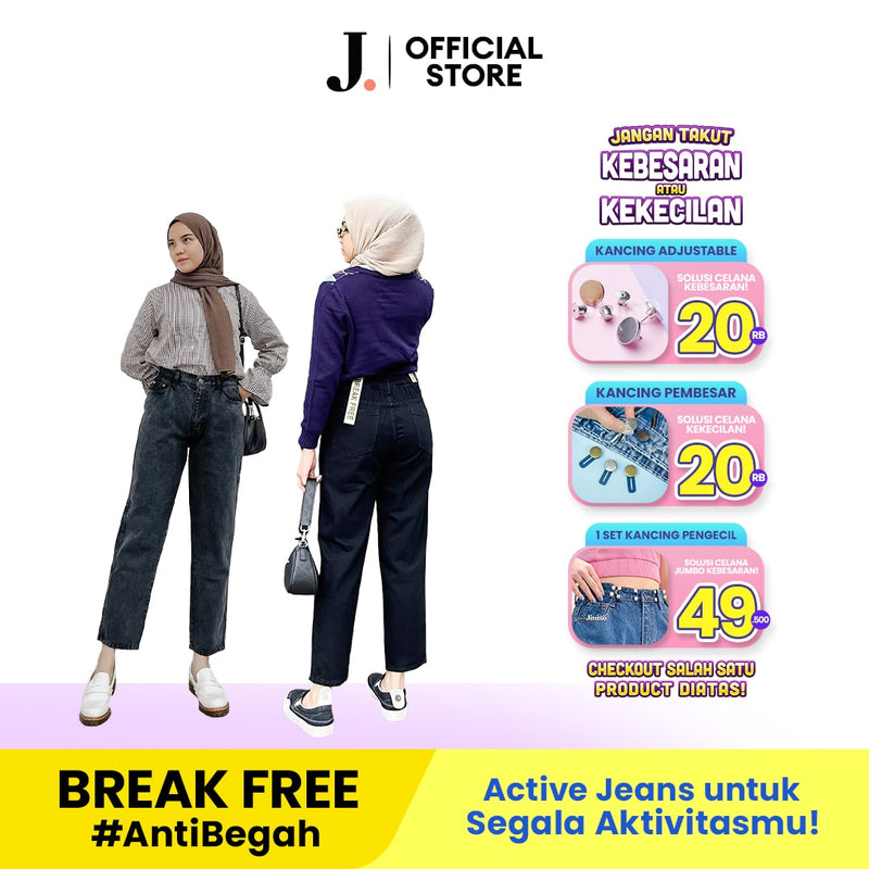 JINISO - Highwaist Mom Jeans Khaki 357 - 367 BREAK FREE