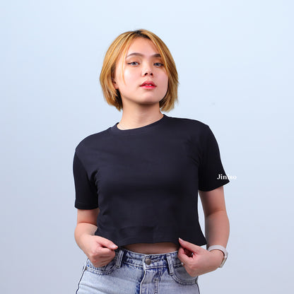 JINISO Kaos Crop Top Lengan Pendek Baby Tee