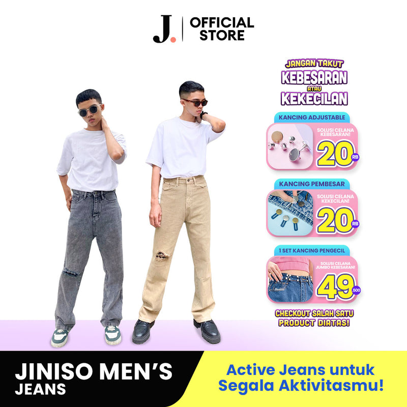 JINISO Denim Pria Loose Ripped Jeans