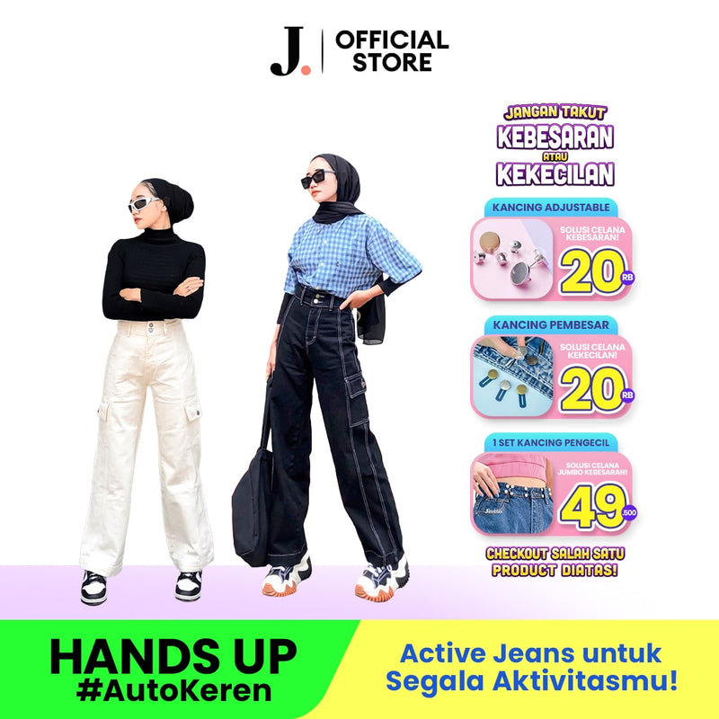 JINISO - Highwaist Cargo Jeans Black Oreo 402 - 412 HANDS UP