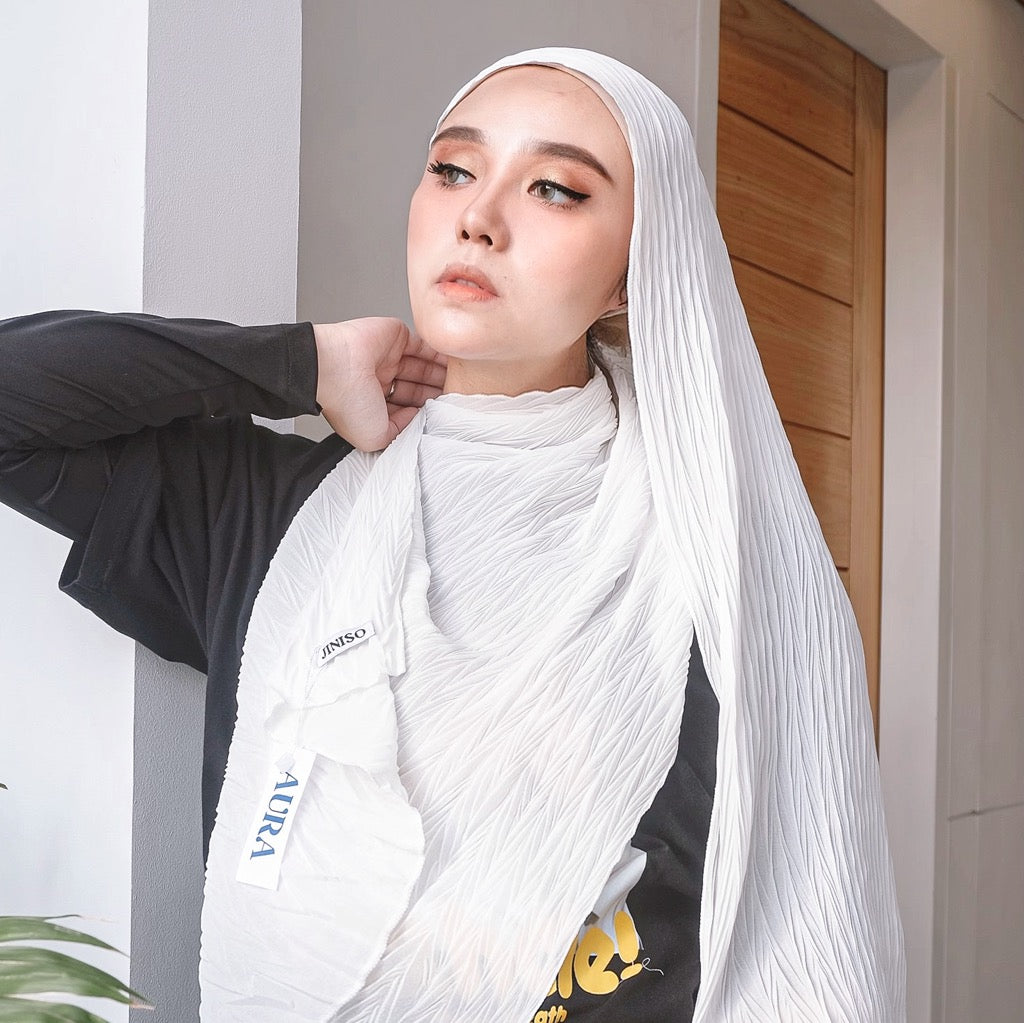 JINISO - Aura White Active Hijab Pashmina Shawl