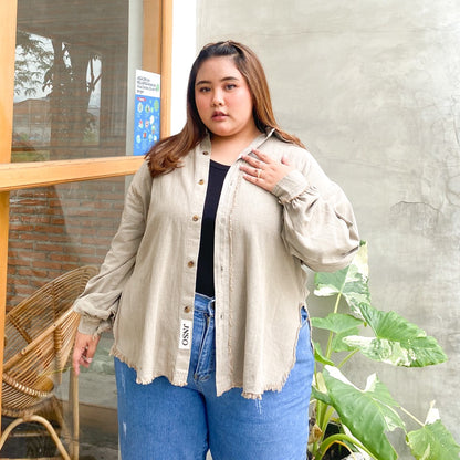 JINISO - Big Size Kemeja Denim Raw Oversize Unisex HYPER ACTIVE