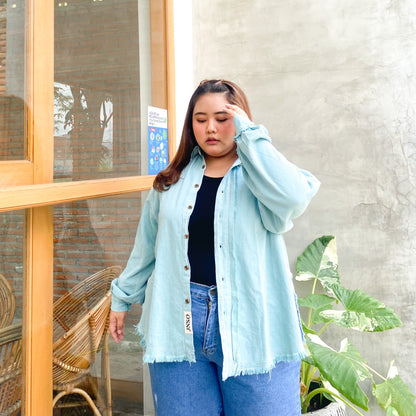 JINISO - Big Size Kemeja Denim Raw Oversize Unisex HYPER ACTIVE