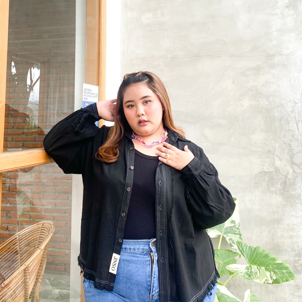 JINISO - Big Size Kemeja Denim Raw Oversize Unisex HYPER ACTIVE