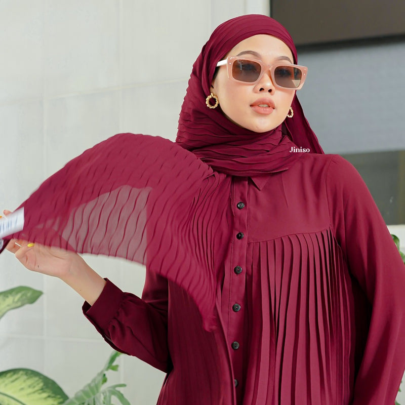 JINISO - Aura Maroon Vibe Active Hijab Pashmina Shawl