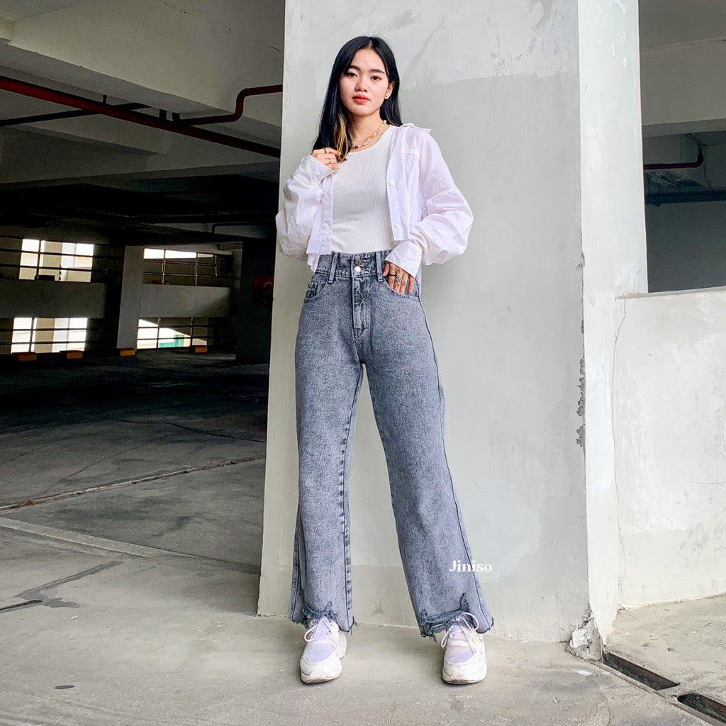 JINISO - Highwaist Baggy Ripped Jeans 303 MYSTIC GAL