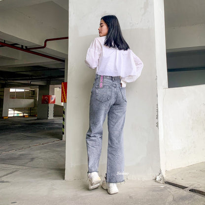 JINISO - Highwaist Baggy Ripped Jeans 303 MYSTIC GAL
