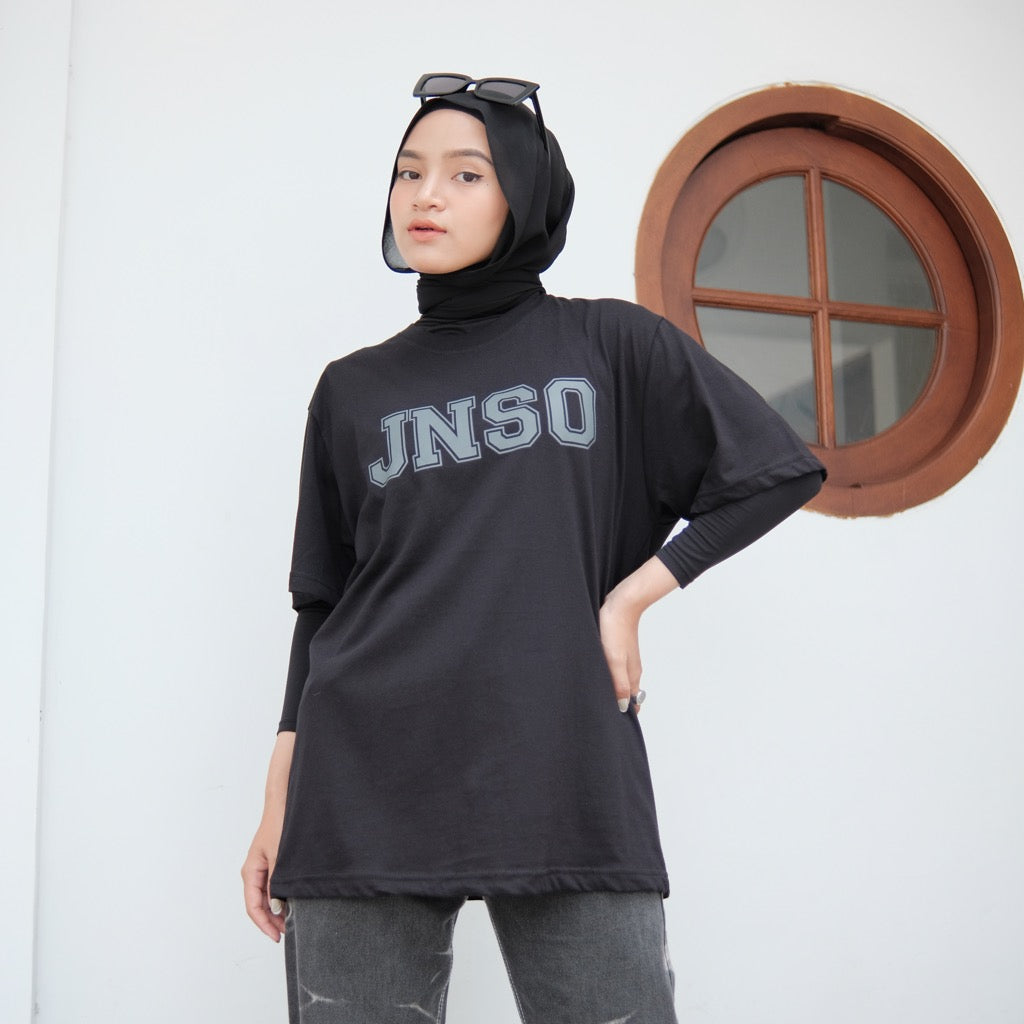 JINISO T-Shirt Classic Oversize Tee Hitam JNSO Darkgrey | Kaos