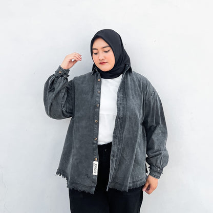 JINISO - Big Size Kemeja Denim Raw Oversize Unisex HYPER ACTIVE