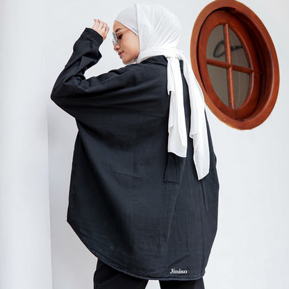 JINISO Kemeja Oversize Shirt Jet Black HYPER ACTIVE