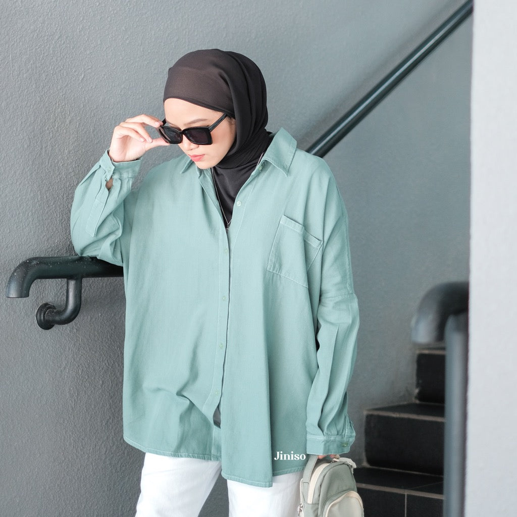 JINISO Kemeja Oversize Shirt Matcha Mint HYPER ACTIVE