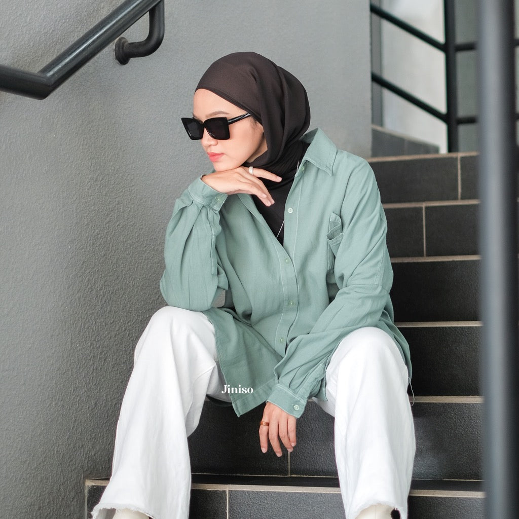 JINISO Kemeja Oversize Shirt Matcha Mint HYPER ACTIVE