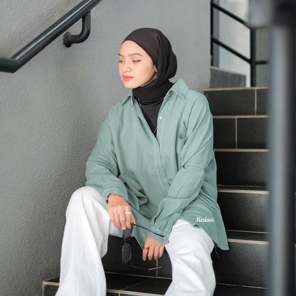 JINISO Kemeja Oversize Shirt Matcha Mint HYPER ACTIVE