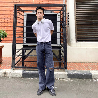 JINISO - Baggy Loose Jeans Pria Ripped 561