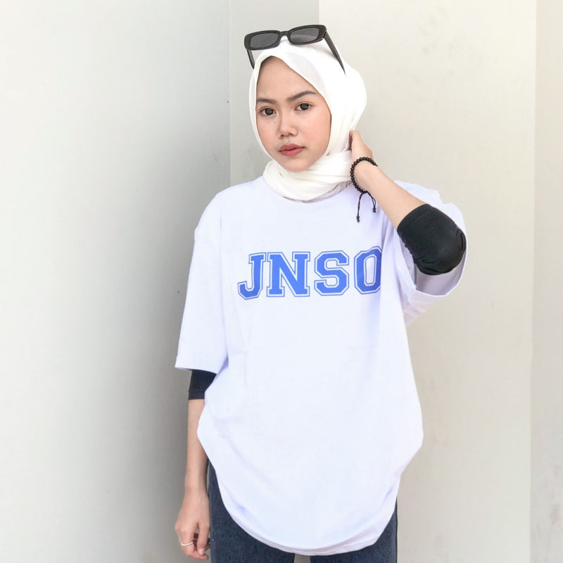 JINISO Kaos Oversize T-Shirt Classic Putih JNSO Blue