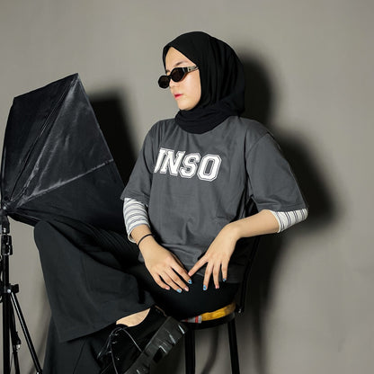 JINISO T-Shirt Classic Oversize Tee Charcoal JNSO White | Kaos