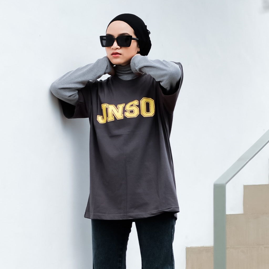 JINISO Kaos Oversize T-Shirt Classic Charcoal JNSO Yellow