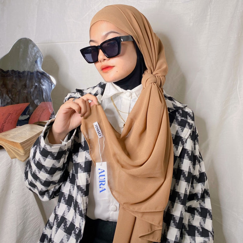 JINISO - Aura Coco Caramel Active Hijab Pashmina Shawl