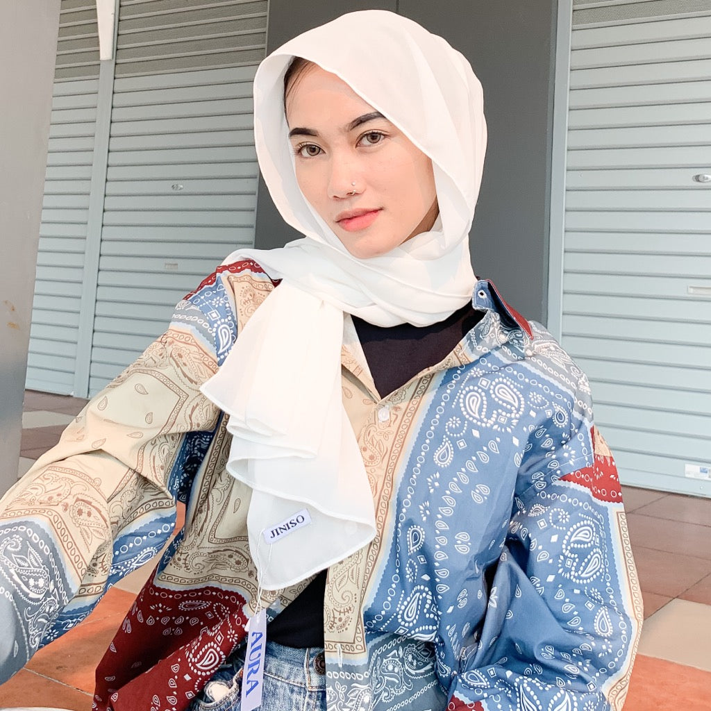 JINISO - Aura White Active Hijab Pashmina Shawl