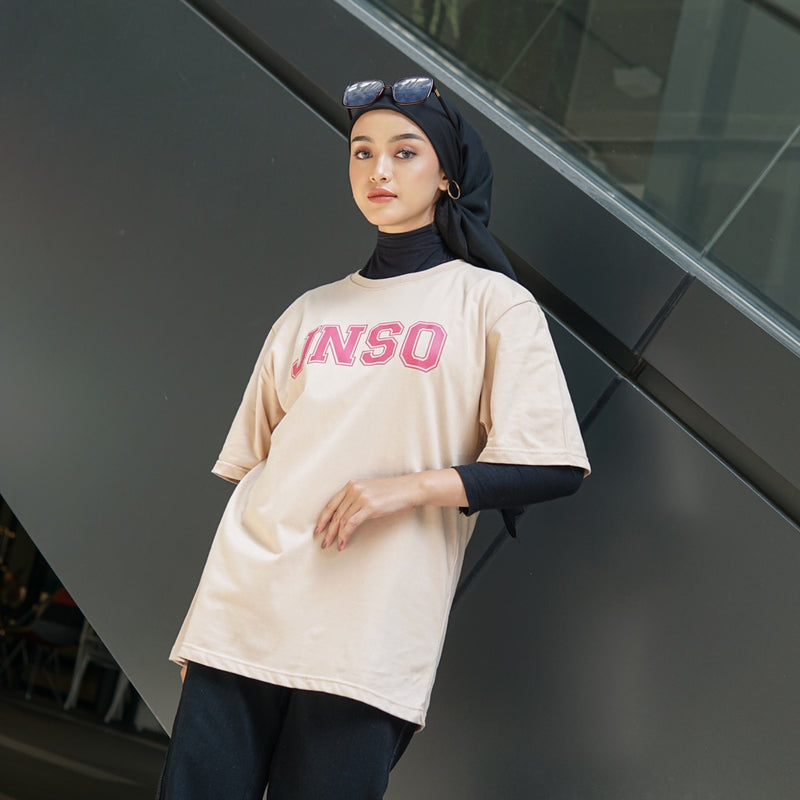 JINISO Kaos Oversize T-Shirt Classic Khaki JNSO PINK