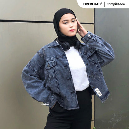 JINISO Ripped Jaket Jeans Oversize Vintage Black Acid