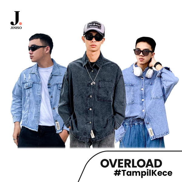JINISO - Pria Oversize Jaket Jeans