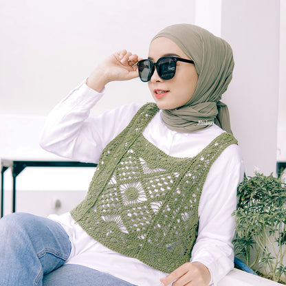 JINISO - Aura Dusty Olive Active Hijab Pashmina Shawl