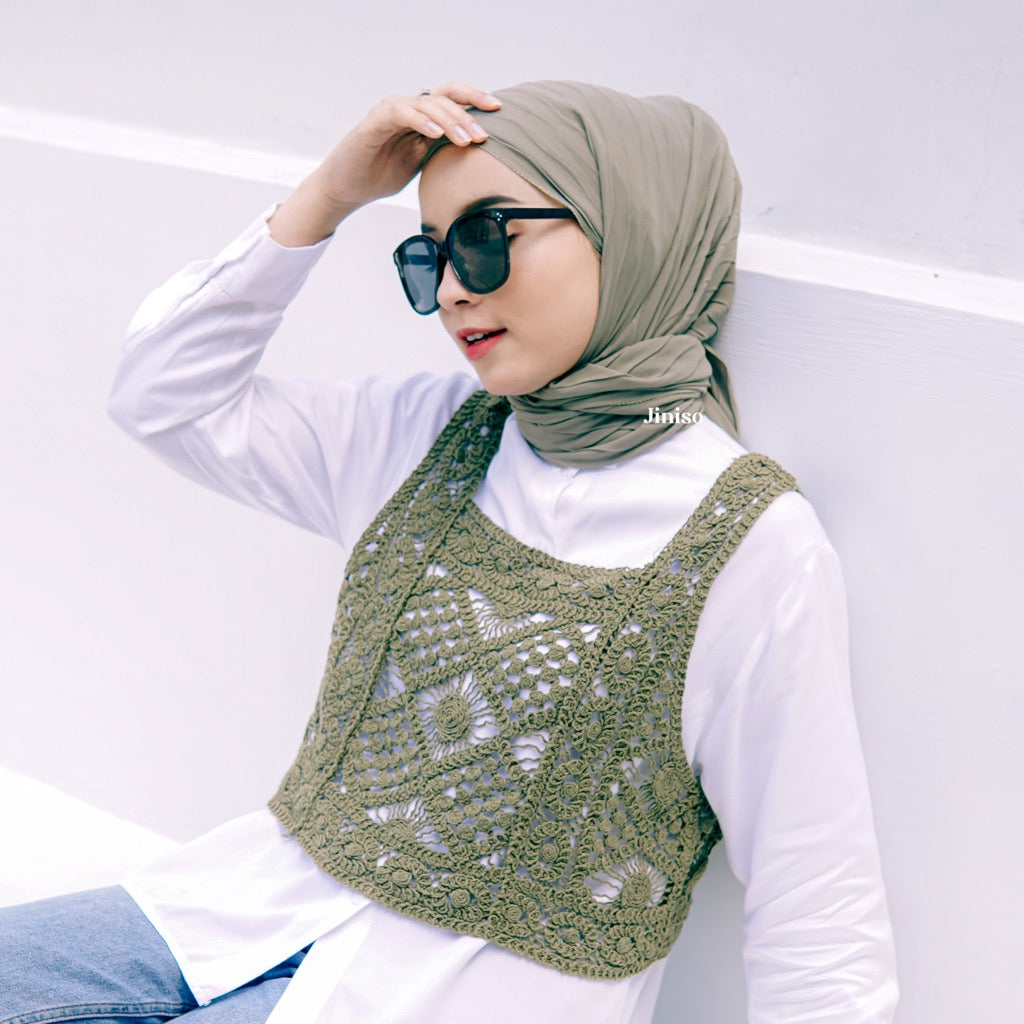 JINISO - Aura Dusty Olive Active Hijab Pashmina Shawl