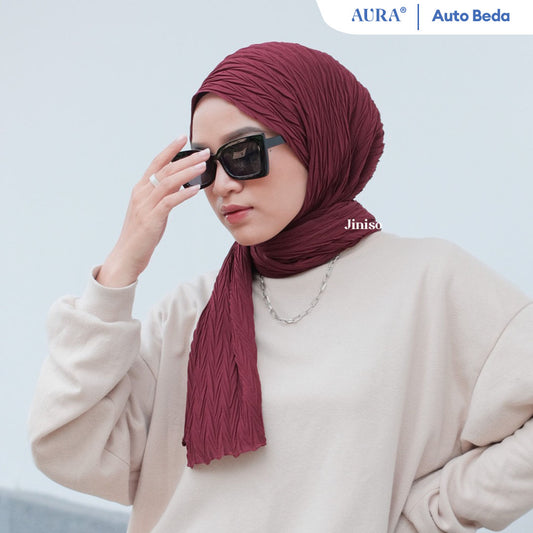 JINISO - Aura Maroon Vibe Active Hijab Pashmina Shawl