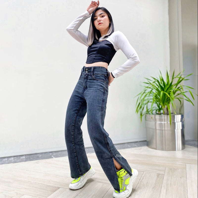 JINISO - Highwaist Loose Hangover Slit Jeans Vol. 1