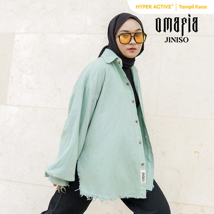 JINISO - Kemeja Denim Raw Oversize Unisex HYPER ACTIVE