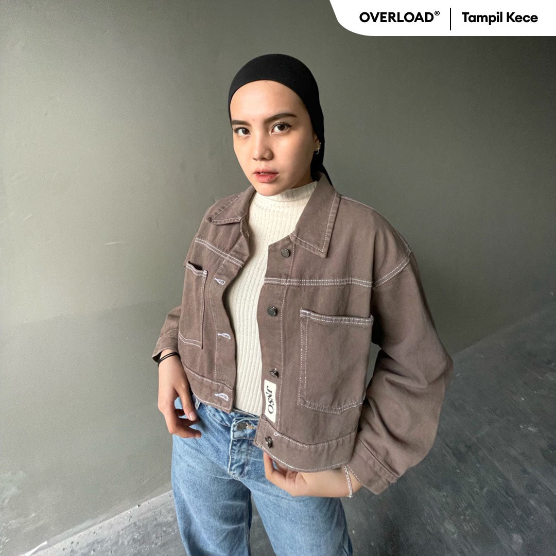 JINISO Fuji Jaket Crop Jeans Oversize Cozy Caramel