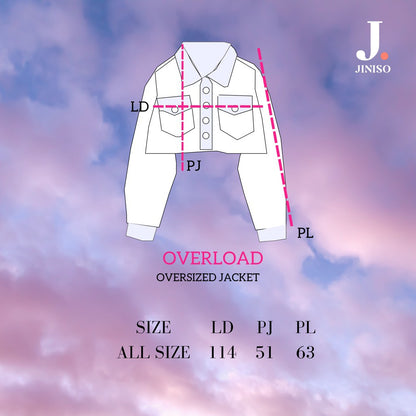 JINISO Jaket Crop Jeans Oversize Vintage Pocket Black Oreo