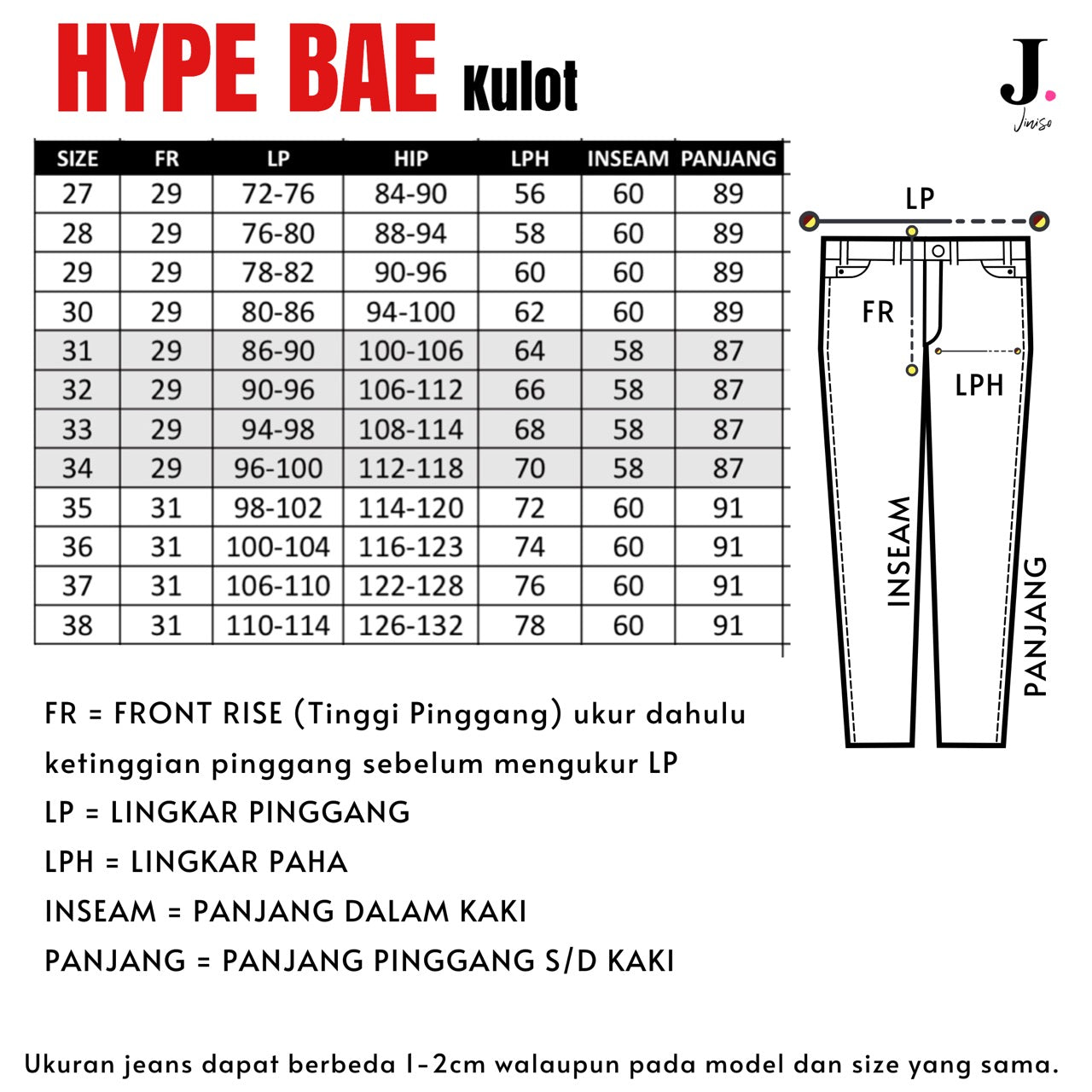 JINISO - Highwaist Kulot Jeans 302 HYPE BAE