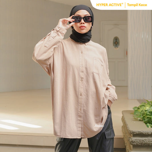 JINISO Kemeja Oversize Shirt Coco Milk HYPER ACTIVE