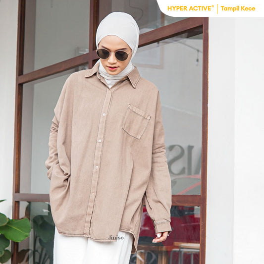 JINISO Kemeja Oversize Shirt Dalgona HYPER ACTIVE