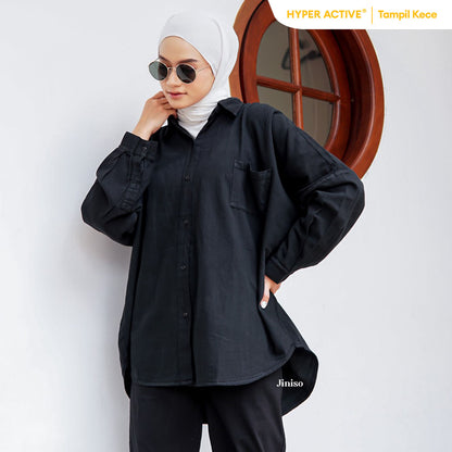 JINISO Kemeja Oversize Shirt Jet Black HYPER ACTIVE