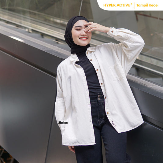 JINISO Kemeja Oversize Shirt White Angel HYPER ACTIVE