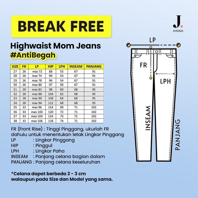 JINISO Denim Waist Fit Jeans Pria 352 - 362