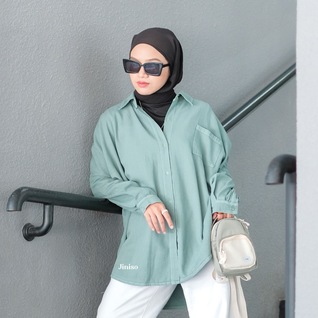 JINISO Kemeja Oversize Shirt Matcha Mint HYPER ACTIVE