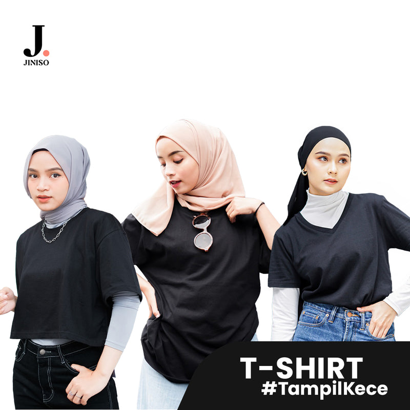 JINISO Black T-Shirt Kaos Polos