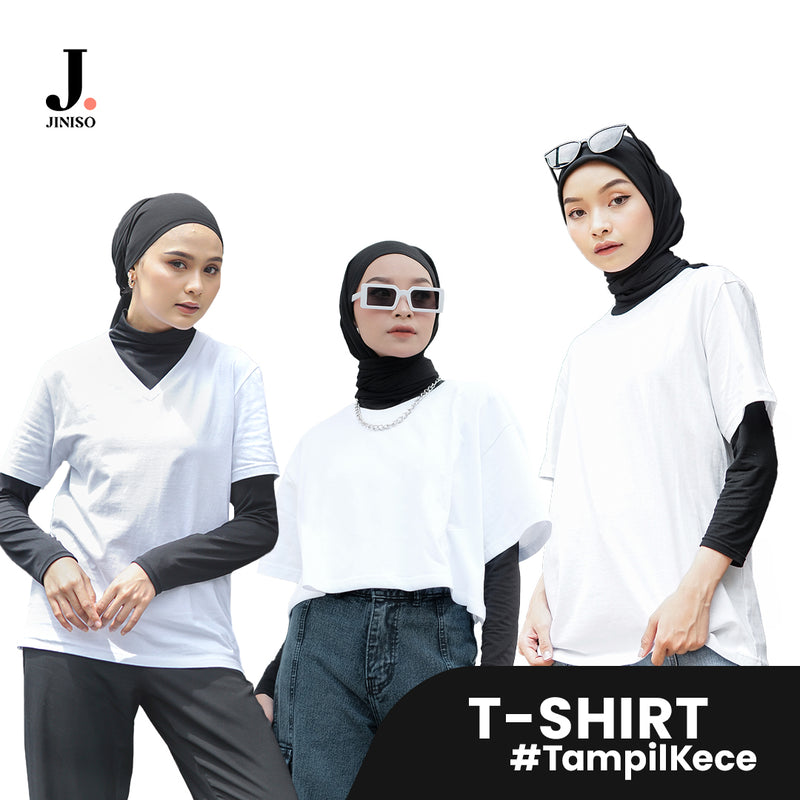 JINISO White T-Shirt Kaos Polos