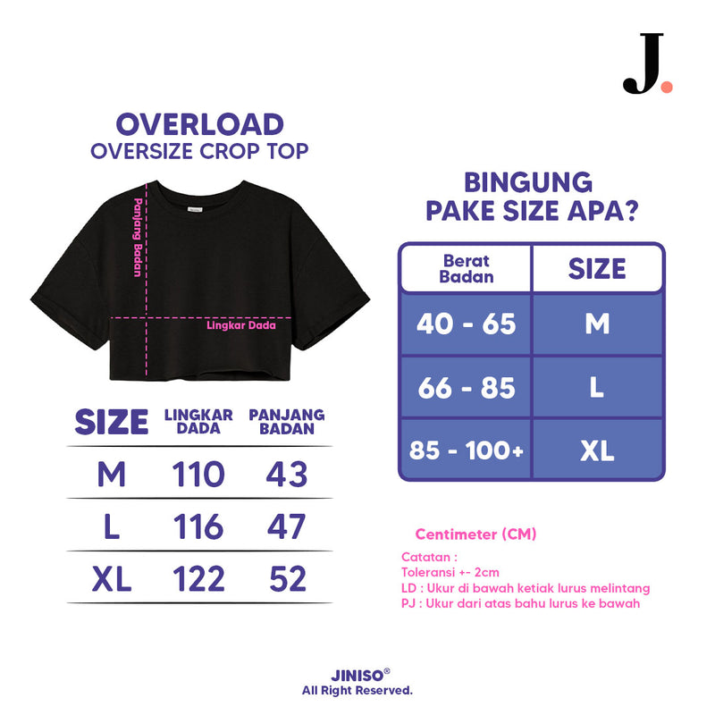 JINISO Kaos Big Size Crop Top Oversize JNSO Round Neck T-Shirt