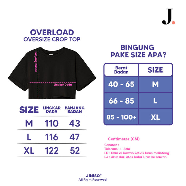 JINISO Kaos Crop Top Oversize JNSO Round Neck T-Shirt